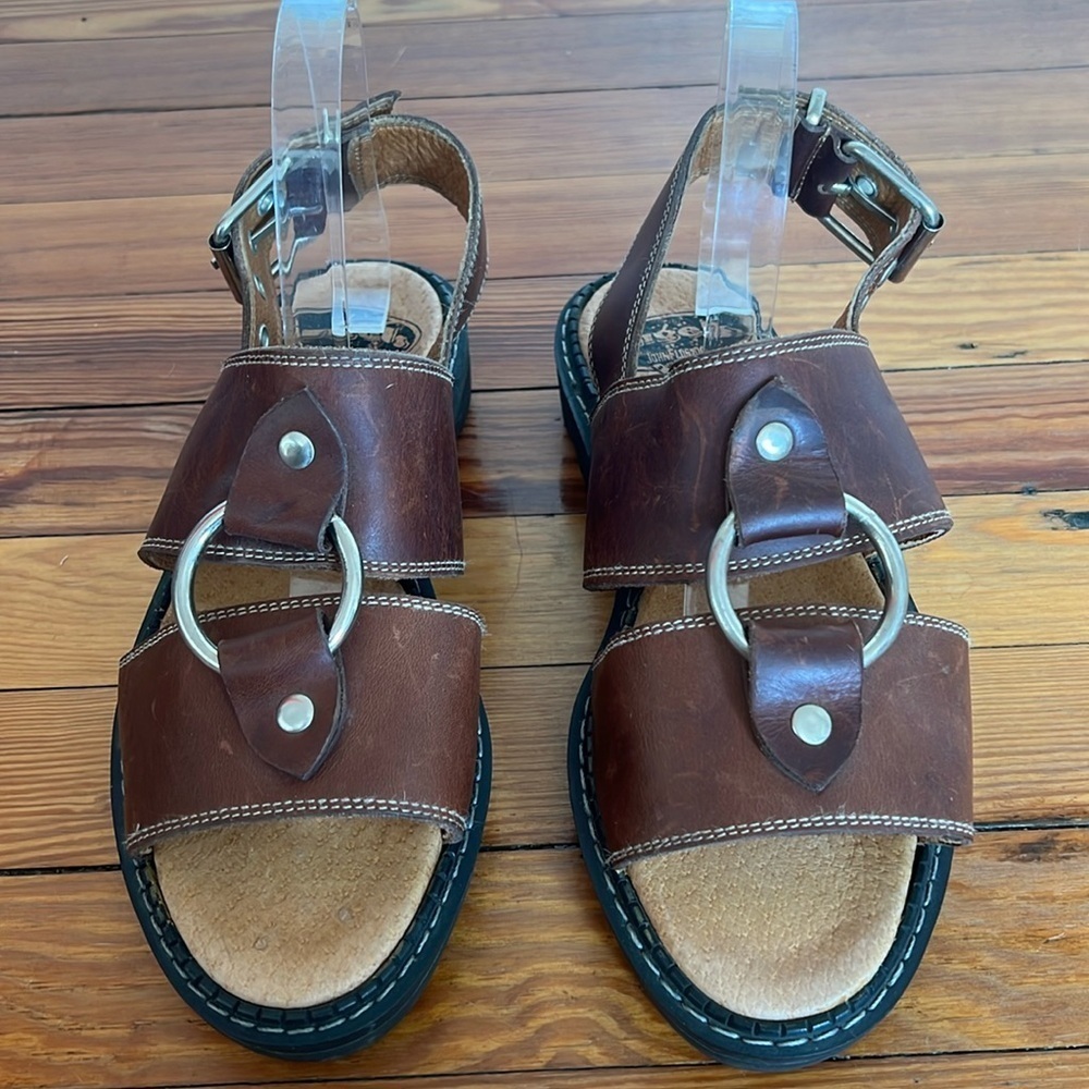 Vintage 1990's Angels by John Fluevog Ring Brown Leather Sandals-M6/W8.5